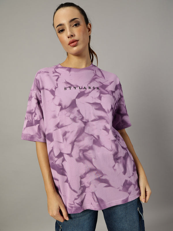 Lavender Oversized Crushed Texture T-Shirt