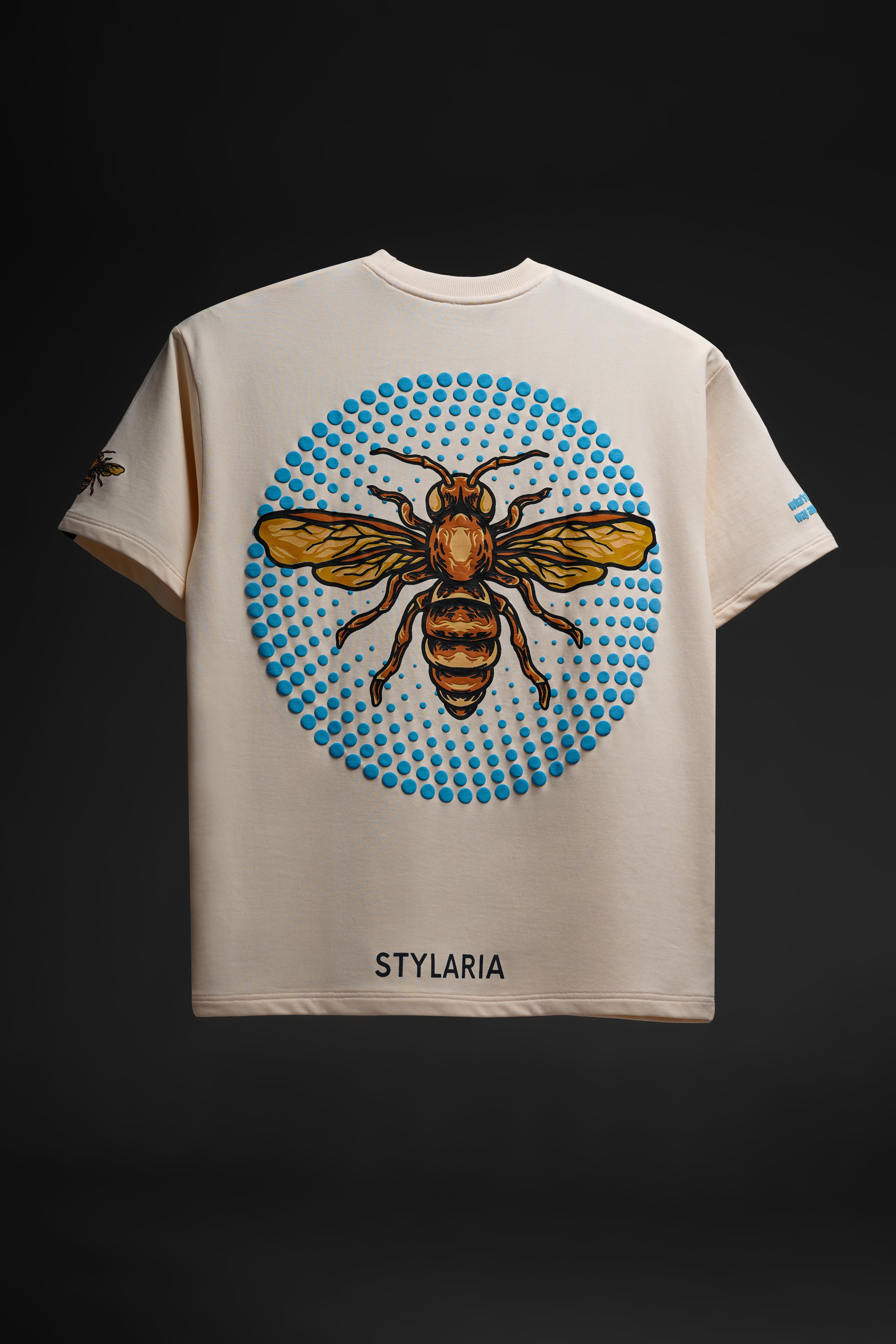 Ivory Honey Bee Print Oversized T-Shirt