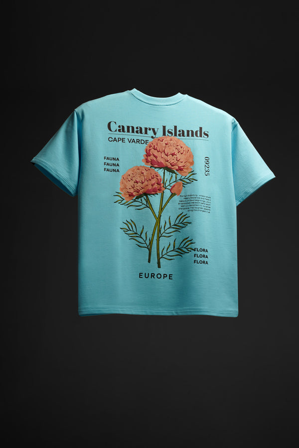 Aqua Blue Oversized Graphic Print